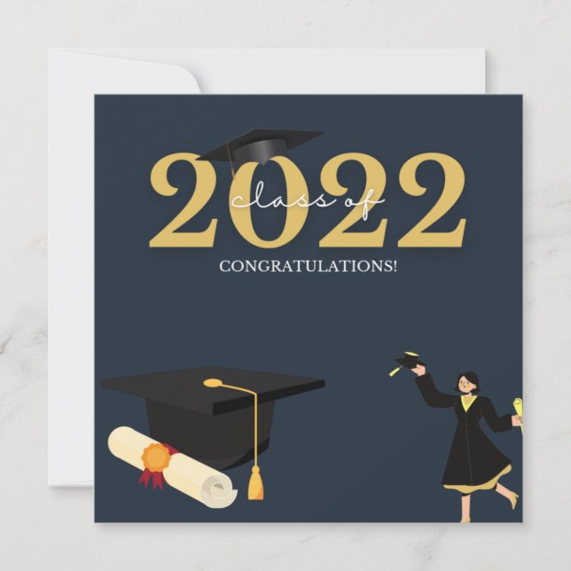 Cartão De Festividades Photo From Parents Royal Blue And White Graduation (Frente)