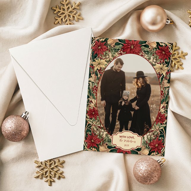 Cartão De Festividades Photo Timeless Poinsettia Holiday (Criador carregado)