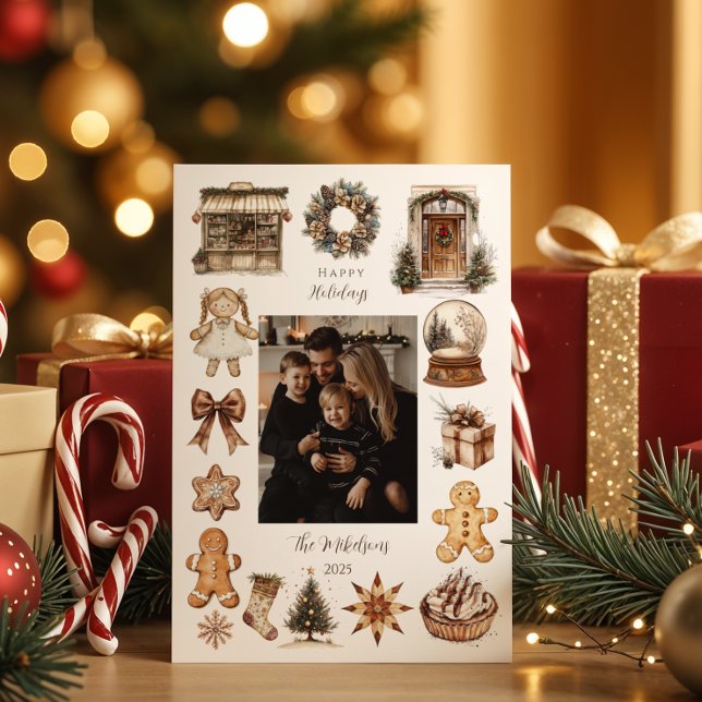 Cartão De Festividades Photo Vintage Rustic Christmas (Criador carregado)