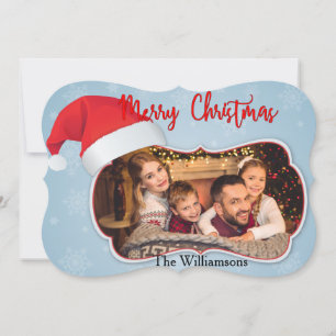 Cartão De Festividades Photo Window With Santa Hat Fancy Cut Christmas