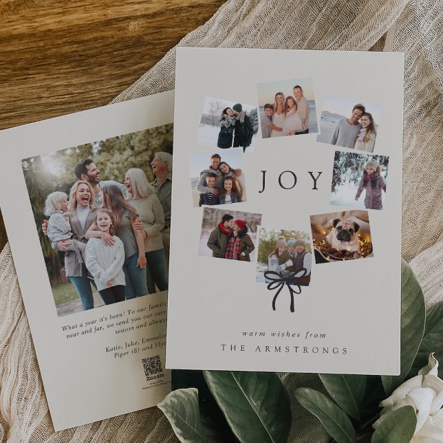 Cartão De Festividades Photo Wreath | Colagem Mínima Moderna (Criador carregado)