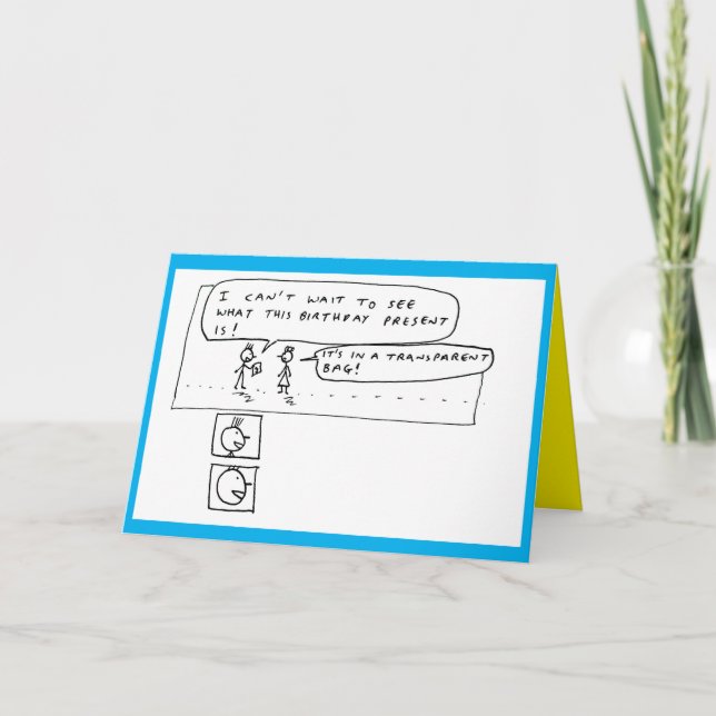 Cartão De Festividades Piada de cartoon surpresa de presente misteriosa (Frente)