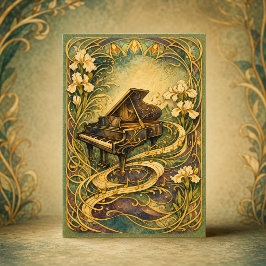 Cartão De Festividades Piano Art Nouveau Floral Feliz Ano Novo