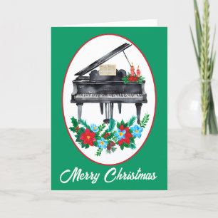 Cartão De Festividades Píano de Aquarela, professor de música no Natal
