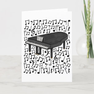 Cartão De Festividades Piano - Musical Notes Pianista