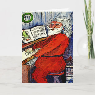 Cartão De Festividades Piano Santa Greeting and Note Cards