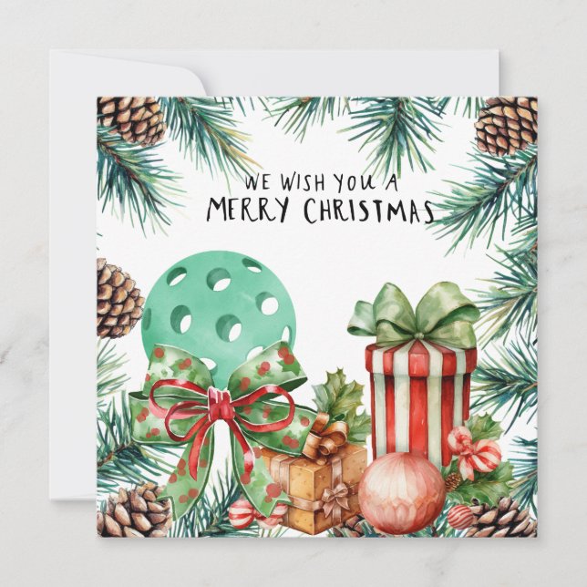 Cartão De Festividades Pickleball com Quadro de Natal (Frente)