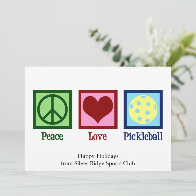 Cartão De Festividades Pickleball de paz personalizável (Em pé/Frente)