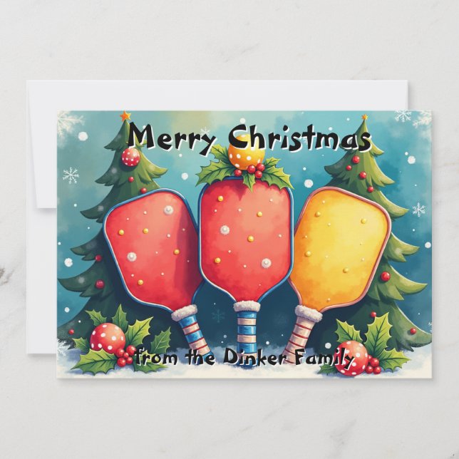 Cartão De Festividades Pickleball🎅 Dink the Halls (Frente)