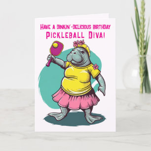 Cartão De Festividades Pickleball Diva com manateado Aniversário