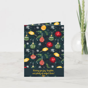 Cartão De Festividades Pickleball 🎄 Feliz Natal, texto personalizado