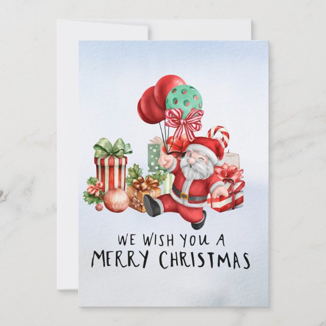 Cartão De Festividades Pickleball Natal temido com Papai Noel (Frente)