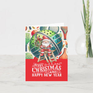 Cartão De Festividades Pickleball Natal temido com Papai Noel