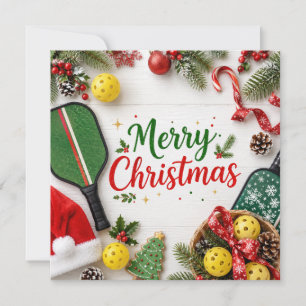 Cartão De Festividades Pickleball tema de Natal