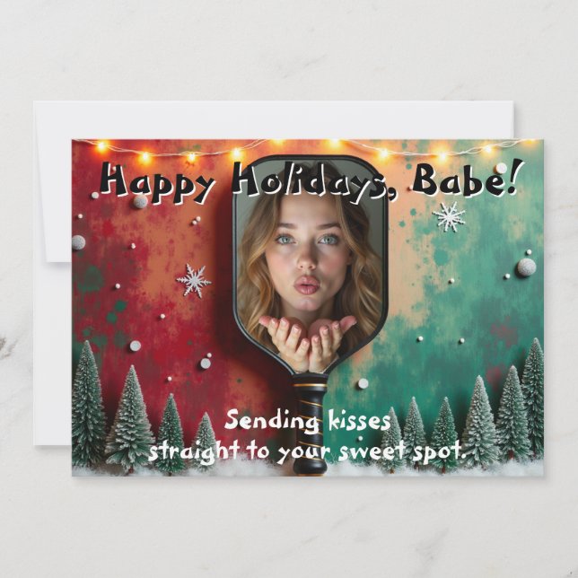 Cartão De Festividades Pickleball🎅Sweet Spot & Snowflakes (Frente)