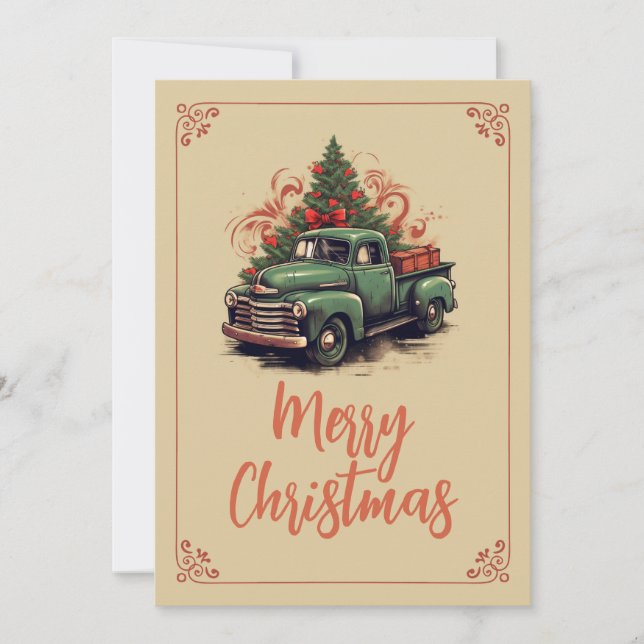 Cartão De Festividades Pickup de Natal (Frente)
