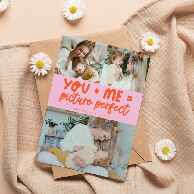 Cartão De Festividades Picture Perfect Orange Pink Photo Valentines Day (Criador carregado)