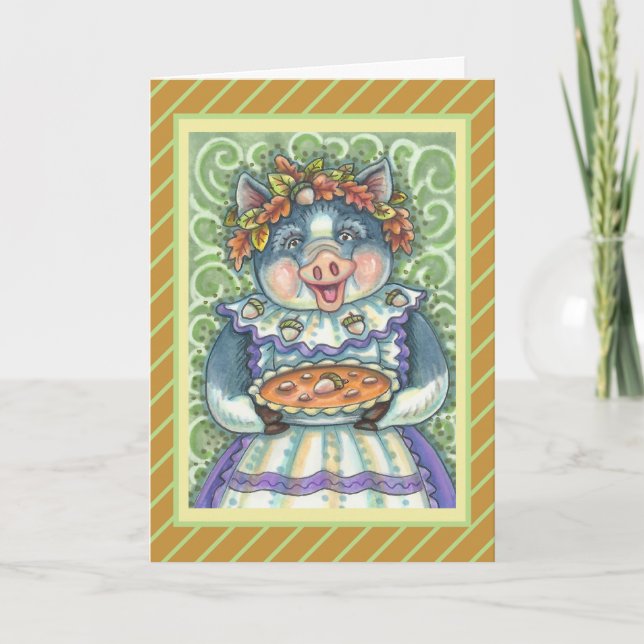 CARTÃO DE FESTIVIDADES PIG & ACORN PIE, OBRIGADO FEITO COM AMOR (Frente)