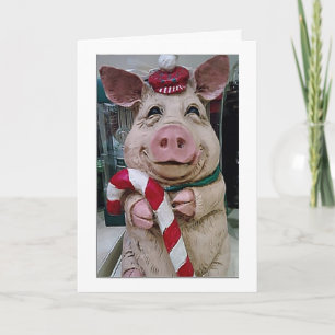 CARTÃO DE FESTIVIDADES PIG DE NATAL PARA MEU AMOR DE MULHER RINDO COM "VO