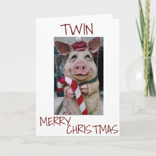 CARTÃO DE FESTIVIDADES PIG DE NATAL PARA *MEU TWIN* PRONTO PARA CELEBRAR