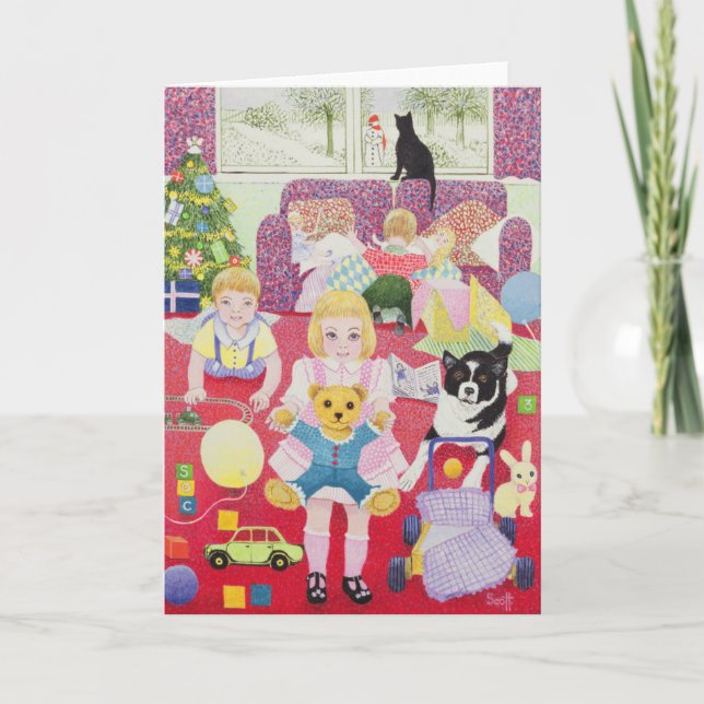 Cartão De Festividades Pijama de Natal do ursinho (Frente)