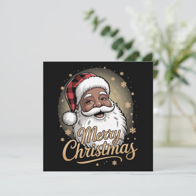 Cartão De Festividades Pijamas de Natal Americano-Africanos Papai Noel  (Em pé/Frente)