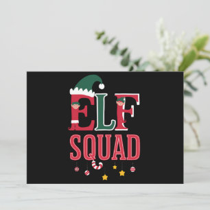 Cartão De Festividades Pijamas de Natal Combinando Família de Elfos Esqua