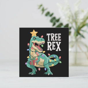 Cartão De Festividades Pijamas de Natal Dinossauro Árvore Rex Luzes de Na