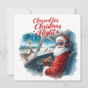Cartão De Festividades "Piloto de Papais noeis no tema Aviação Cockpit"