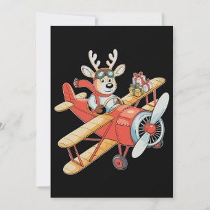 Cartão De Festividades Piloto de Rena de Natal Aviador Voador Avião Natal
