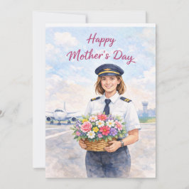 Cartão De Festividades Piloto Dia das Mães no aeroporto