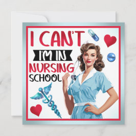 Cartão De Festividades Pin-up Nostálgica Fofa de Enfermagem na Escola de 