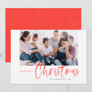 Cartão De Festividades Pincel Caligrafia Vermelha Foto de Natal Mais Feli