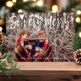 Cartão De Festividades Pincel Moderno de Natal Foto Muito Alegre Script