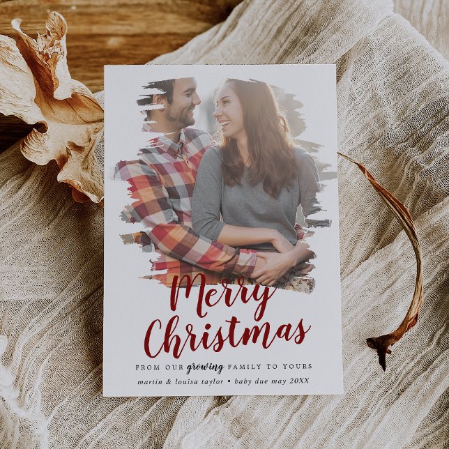 Cartão De Festividades Pincel Vermelho Feliz Natal Da Nossa Família Cresc (Criador carregado)