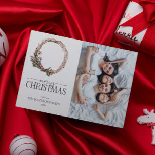 Cartão De Festividades Pine Berry Wreath Feliz Natal - Photo Hol