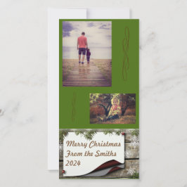 Cartão De Festividades Pine Branch Green Background Christmas
