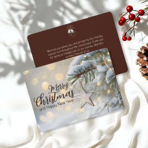 Cartão De Festividades Pine Branch Star Ornament Elegante Natal