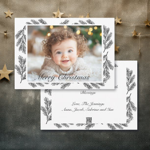 Cartão De Festividades Pine Branches Personalizadas Foto Natal