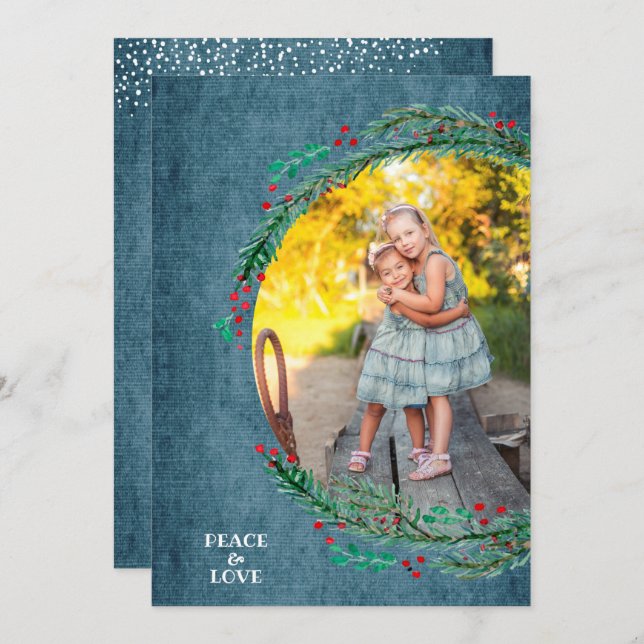 Cartão De Festividades Pine Christmas Photo (Frente/Verso)