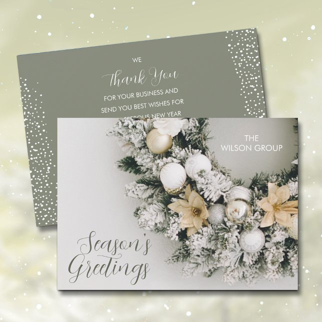 Cartão De Festividades Pine Christmas Wreath Business Obrigado (Criador carregado)