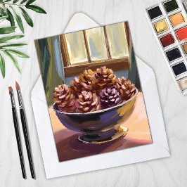 Cartão De Festividades Pine Cones Cair Autumn Watercolor