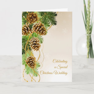 Cartão De Festividades Pine Cones, Evergreens, Parabéns de Casamento de N
