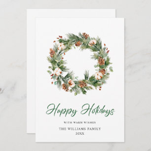 Cartão De Festividades Pine Cones Fir Wreath Feliz Saudação de Natal