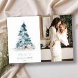 Cartão De Festividades Pine de Natal Pine da Peace Watercolor Foto do Pre<br><div class="desc">Se precisar de mais alguma personalização,  por favor,  sinta-se à vontade para me enviar uma mensagem em yellowfebstudio@gmail.com.</div>