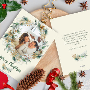 Cartão De Festividades Pine Saiu da Rua Aquarela Floco de Neve Natal