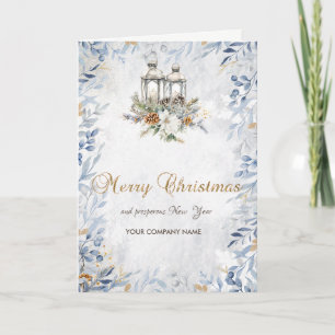 Cartão De Festividades Pine Tree Branch Balls Candle Snowflakes Holiday C