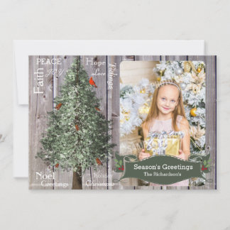 Cartão De Festividades Pine Tree Com Foto De Natal Russo Cardeal