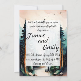 Cartão De Festividades Pine Tree Forest Rustic Watercolor Pensou Casament