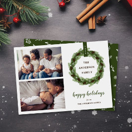 Cartão De Festividades Pine Wreath Happy Holidays 2 Foto